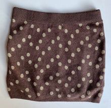 Load image into Gallery viewer, H&amp;M kids girls size 9-10 brown knit mini Winter skirt gold spots, VGUC
