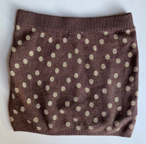 H&M kids girls size 9-10 brown knit mini Winter skirt gold spots, VGUC