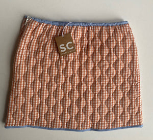 Sportscraft kids girls size 10 orange brown gingham quilted skirt, BNWT