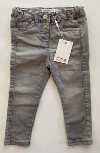 Minoti kids girls toddler size 2 years grey denim straight leg jeans pants, BNWT