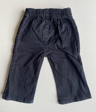 Load image into Gallery viewer, DKNY baby size 6-12 months black elastic waist pull on pants velvet strip, VGUC
