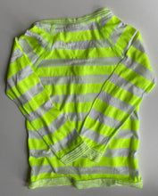 Load image into Gallery viewer, Seed kids unisex size 9-10 neon yellow white stripe button up cardigan, VGUC
