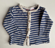 Load image into Gallery viewer, Zara baby unisex size newborn blue white stripe button up top, VGUC
