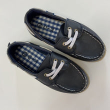 Load image into Gallery viewer, KID boys kids size 9 navy blue casual boat shoes pull on, VGUC
