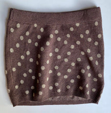 Load image into Gallery viewer, H&amp;M kids girls size 9-10 brown knit mini Winter skirt gold spots, VGUC
