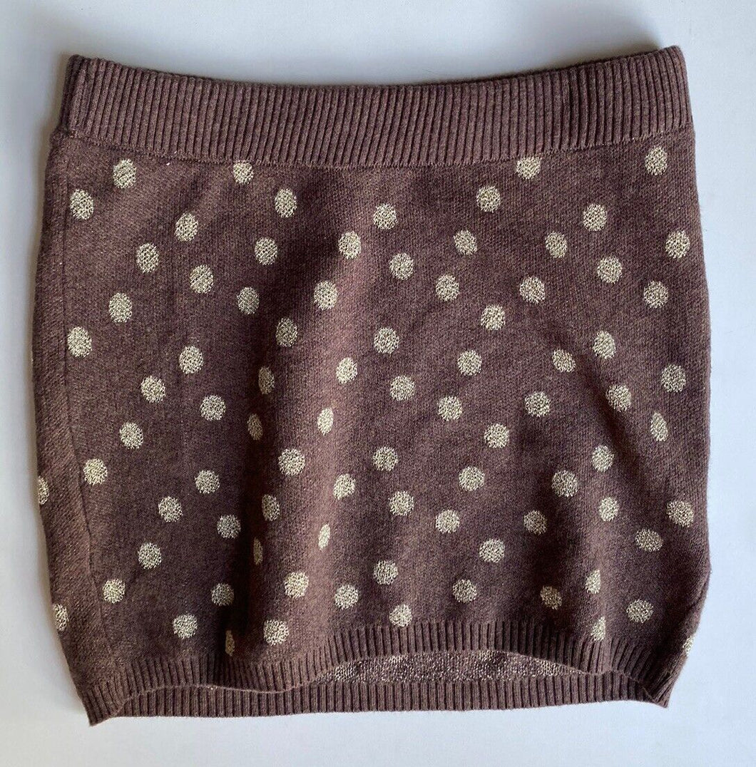 H&M kids girls size 9-10 brown knit mini Winter skirt gold spots, VGUC