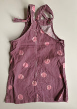 Load image into Gallery viewer, Milkshake kids girls size 7 maroon white stripe pinafore dress pink spots, VGUC
