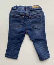 Load image into Gallery viewer, H&amp;M baby unisex size 6-9 months blue denim pull on jeans pants, VGUC
