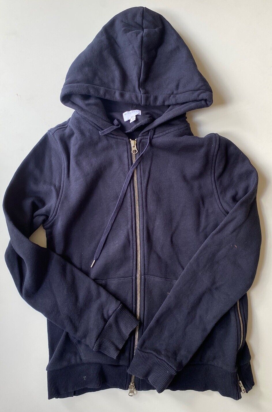 Witchery Kids boys size 12 navy blue hooded zip up jumper, VGUC