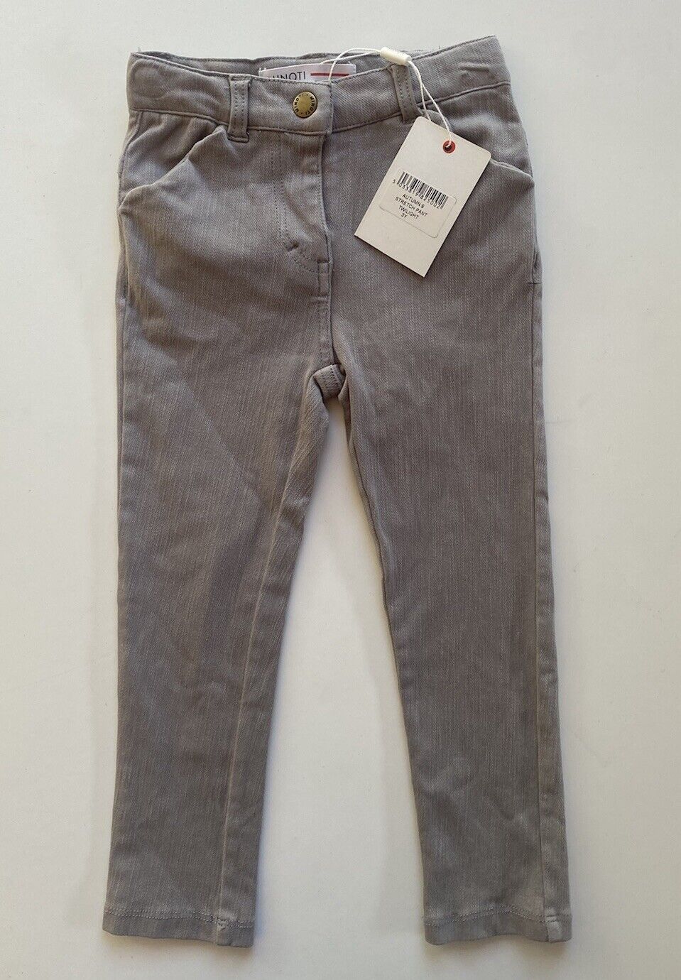 Minoti kids girls toddler size 3 years grey denim stretch jeggings pants, BNWT