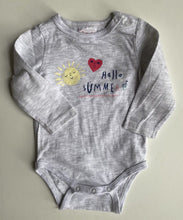 Load image into Gallery viewer, Sprout baby size 0-3 months grey long sleeve bodysuit top sun heart, VGUC
