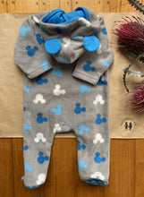 Load image into Gallery viewer, Disney baby x Target size 0-3 month grey blue fleecy Mickey Mouse one-piece VGUC
