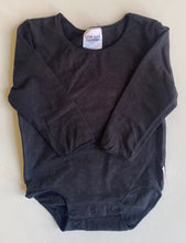 Load image into Gallery viewer, Bonds baby size 0-3 months black long sleeve bodysuit top, VGUC
