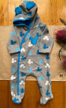 Load image into Gallery viewer, Disney baby x Target size 0-3 month grey blue fleecy Mickey Mouse one-piece VGUC
