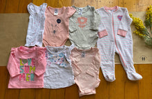 Load image into Gallery viewer, Kids &amp; Co baby girl size 0-3 months bundle Summer pink grey t-shirts, VGUC
