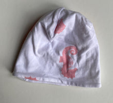 Load image into Gallery viewer, Bonds baby girl size S 12-24 months white pink seahorse beanie hat, VGUC
