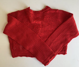 Pumpkin Patch kids girls size 7 red crochet knit cardigan jumper, BNWT