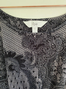 Ripe Women's Maternity size XS black lace patterned maternity stretch dress VGUC