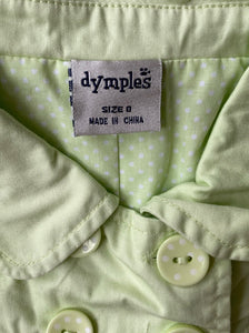 Dymples baby girl size 6-12 months lime green button up jacket pockets, VGUC