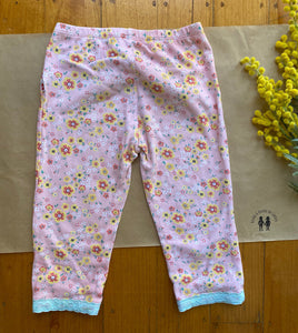 Oobi Kids girls size 8 years pink floral 3//4 length leggings lace trim, VGUC