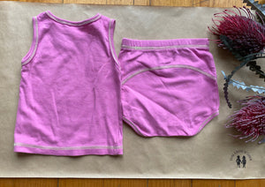 Baby Kids baby girl size 00 pink singlet bloomers set Summer flamingoes, VGUC