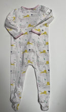 Load image into Gallery viewer, Sprout baby girl size 6-12 months white zip one-piece cheetahs rainbows, GUC
