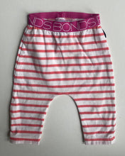 Load image into Gallery viewer, Bonds baby girl size 0-3 months pink white stripe leggings pants, VGUC
