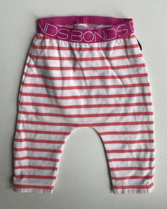 Bonds baby girl size 0-3 months pink white stripe leggings pants, VGUC