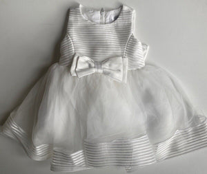 Ollie's Place baby girl size 3-6 months white tutu party dress bow, VGUC