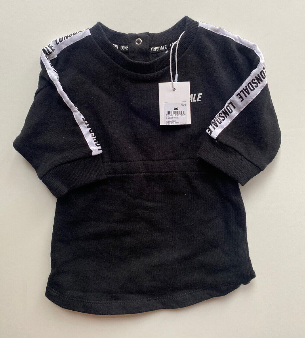 Lonsdale baby girl size 3-6 months black white logo jumper dress, BNWT Lonsdale baby girl size 3-6 months black white logo jumper dress, BNWT