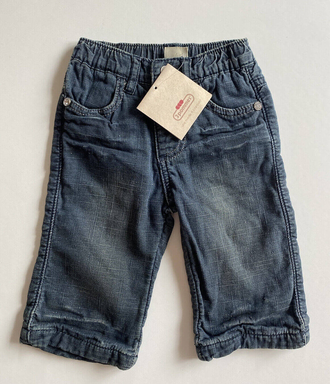 3Pommes baby girl size 3-6 months navy denim pull on jeans pants, BNWT