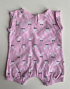 Little Wishes baby girl size newborn pink romper one-piece bunnies, VGUC