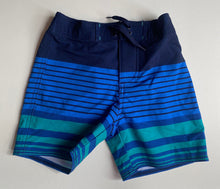 Load image into Gallery viewer, Wave Zone baby boy size 12-18 months blue green stripe swim shorts, VGUC
