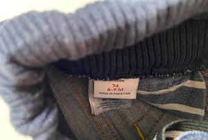 Polarn O. Pyret Sweden baby boy size 6-9 months pull on dark blue jeans, VGUC