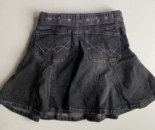 Load image into Gallery viewer, Pumpkin Patch kids girls size 9 grey denim belted purple stitching skirt, VGUC
