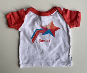 Bonds baby girl size 0-3 months white pink t-shirt shooting star, VGUC