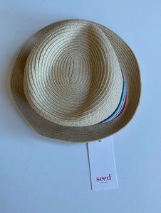 Seed kids boys one size straw sun hat blue red stripe Summer, BNWT