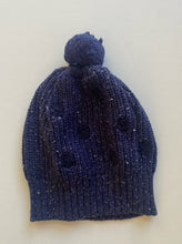 Load image into Gallery viewer, Wilson &amp; Frenchy baby size L 6-12 months navy blue knitted beanie hat spots VGUC
