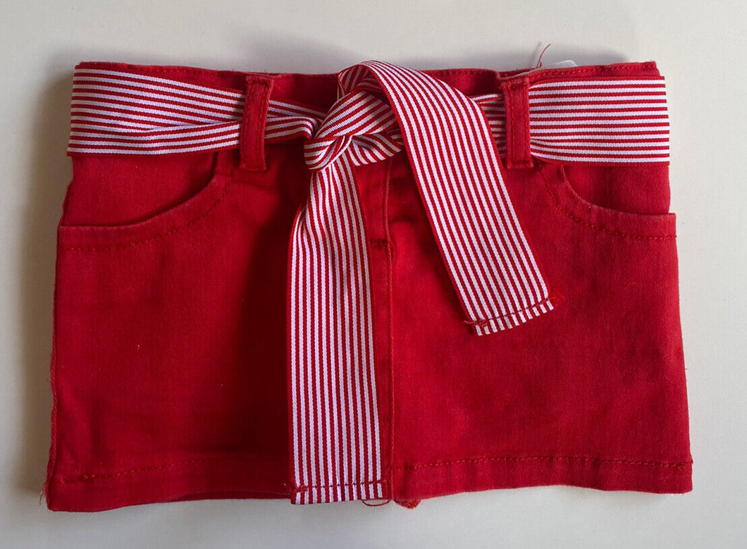 Rhubarb baby girl size 3-6 months red denim belted mini skirt bloomers, EUC