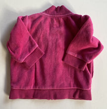 Load image into Gallery viewer, H&amp;M baby girl size 62 EUR (approx 0-3 months) pink velour zip up jumper, VGUC
