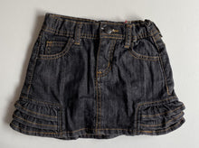 Load image into Gallery viewer, Gumboots kids girls size 5-6 dark blue denim mini skirt frills, VGUC
