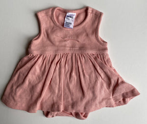 Anko baby girl size newborn pink ribbed bodysuit tank sleeveless dress, VGUC