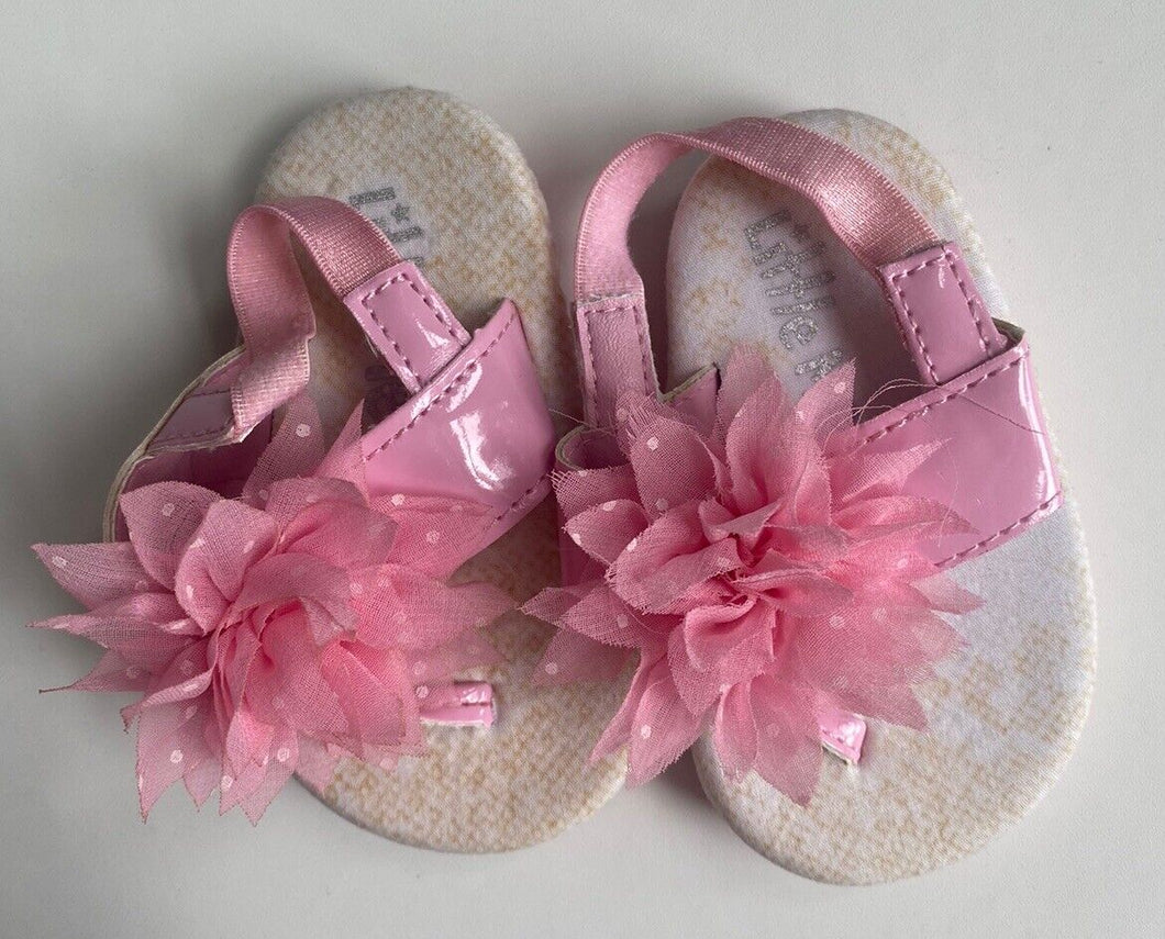 Little Me baby girl size 11cms (approx. 0-6 months) pink thongs sandals, EUC