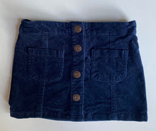 Load image into Gallery viewer, Pumpkin Patch baby girl size 12-18 months navy blue velvet mini skirt, VGUC
