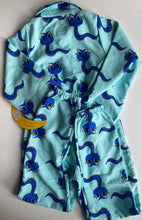 Load image into Gallery viewer, Banana Valentine kids girls size 10 blue cord long sleeve jumpsuit snakes, BNWT

