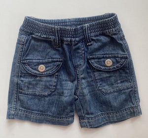 Bebe by Minihaha baby size 6-12 months denim elastic waist shorts pockets, VGUC