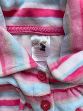 Load image into Gallery viewer, Baby Biz baby girl size newborn pink white stripe velour button up cardigan VGUC
