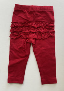 Korango baby girl size 0-3 months red leggings pants ruffles, VGUC