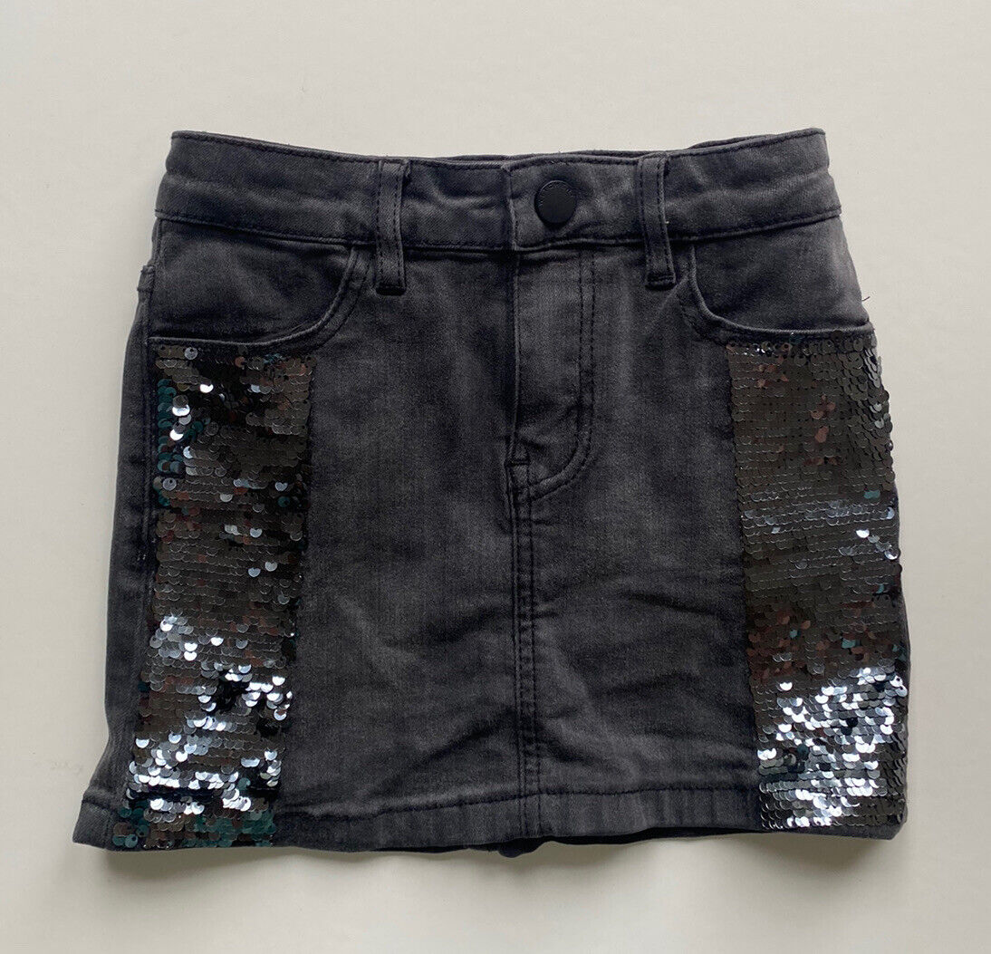 Witchery Kids girls size black denim mini skirt sequins