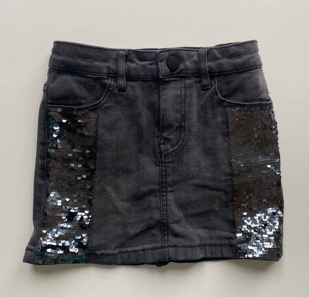 Witchery Kids girls size 4 black denim mini skirt sequins